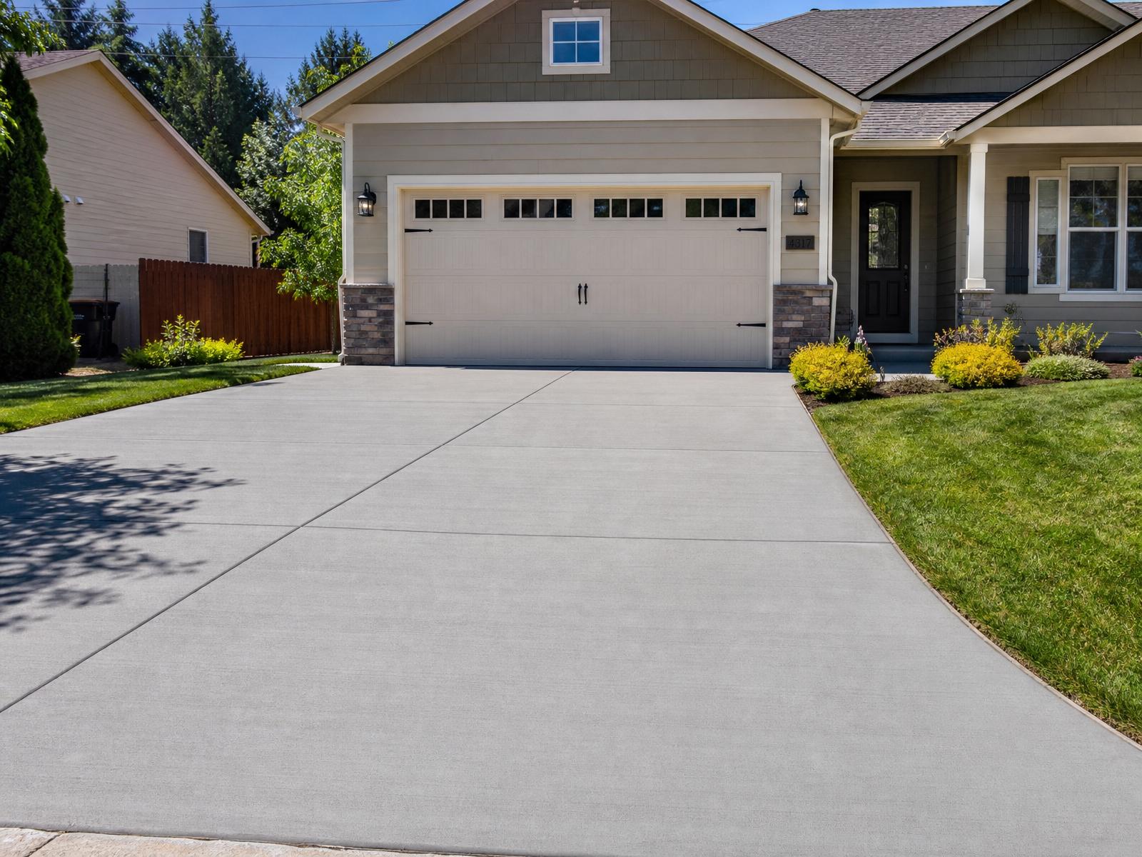 Cracked driveway replaced with new poured concrete - after
